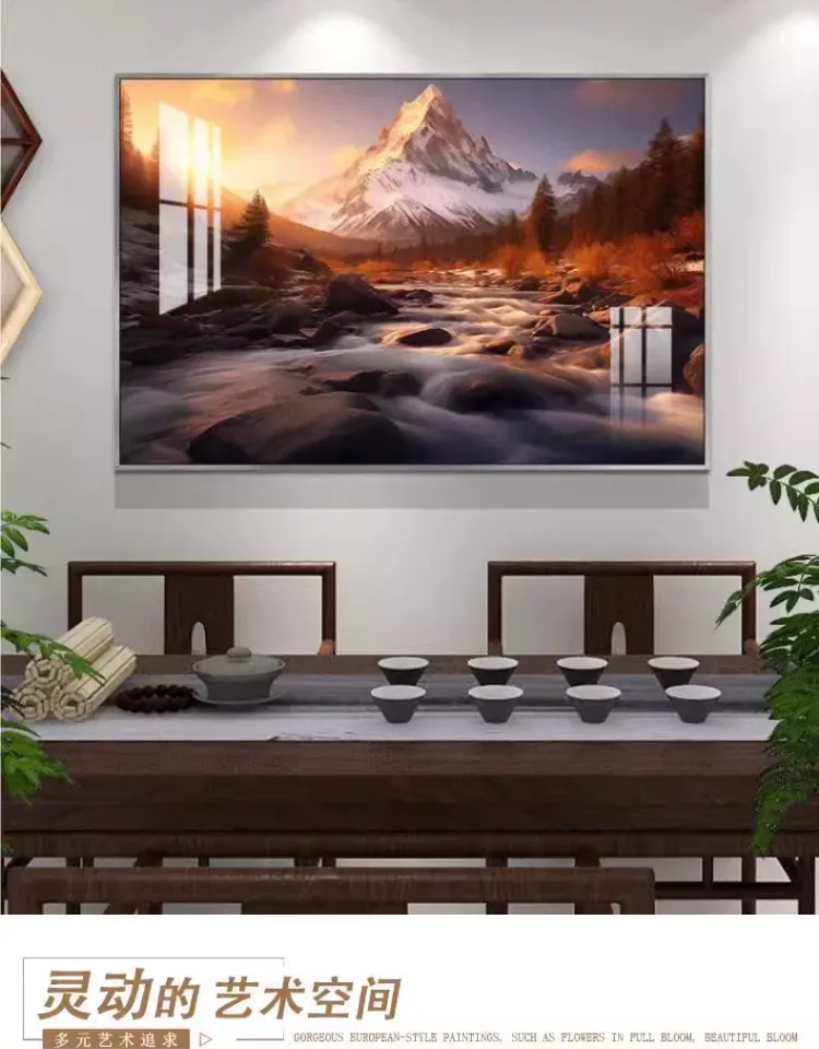 抽象 单幅 装饰画 轻奢风 餐厅背景墙挂画 晶瓷画