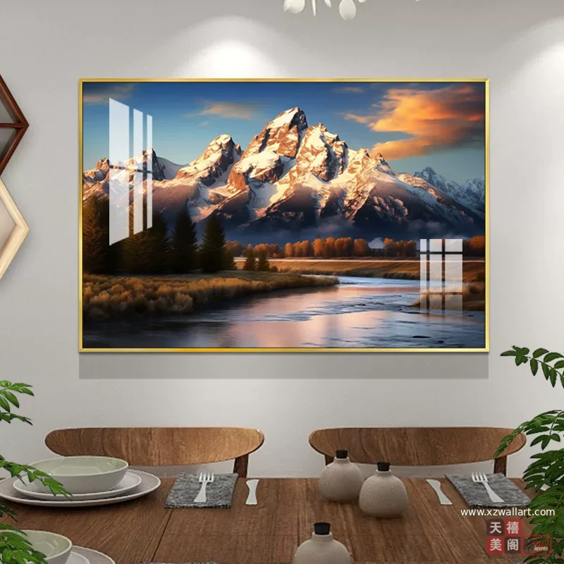 抽象 单幅 装饰画 轻奢风 餐厅背景墙挂画 晶瓷画