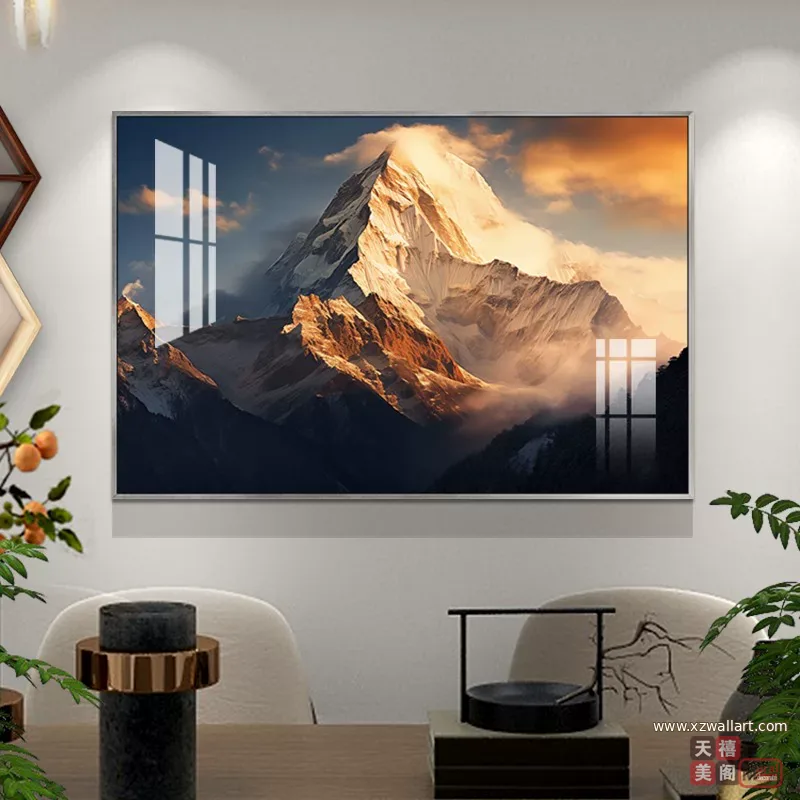 抽象 单幅 装饰画 轻奢风 餐厅背景墙挂画 晶瓷画