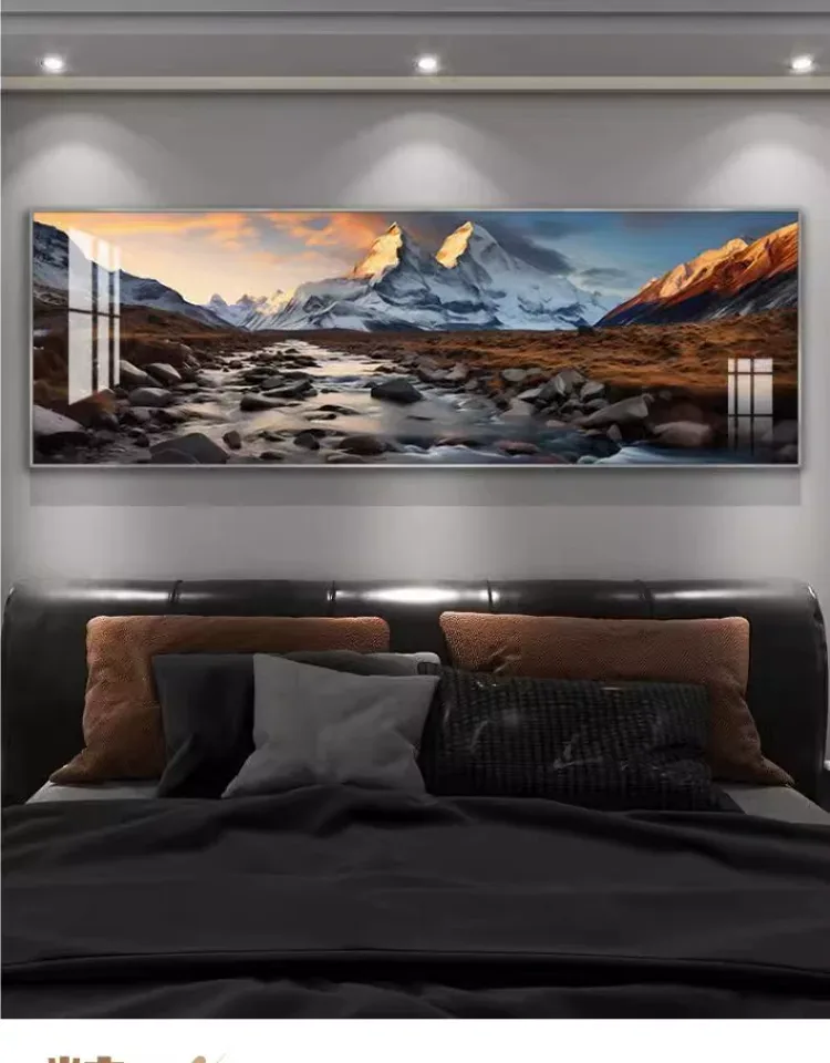 抽象 单幅 装饰画 轻奢风 卧室背景墙挂画 晶瓷画