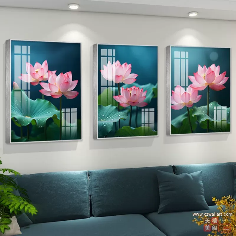抽象 三联 装饰画 北欧风 客厅背景墙挂画 晶瓷画