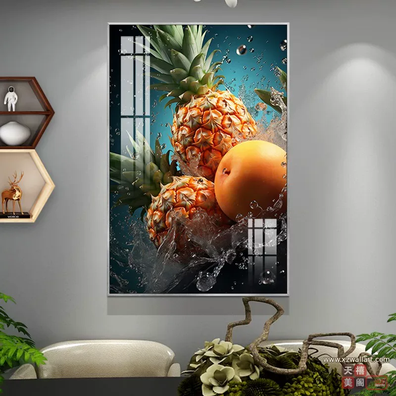 抽象 单幅 装饰画 轻奢风 餐厅背景墙挂画 晶瓷画