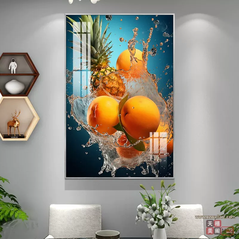抽象 单幅 装饰画 轻奢风 餐厅背景墙挂画 晶瓷画