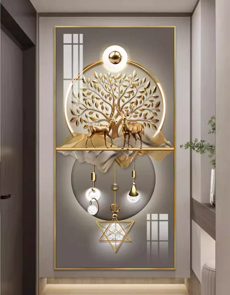 树 单幅 装饰画 轻奢风 玄关背景墙挂画 晶瓷画