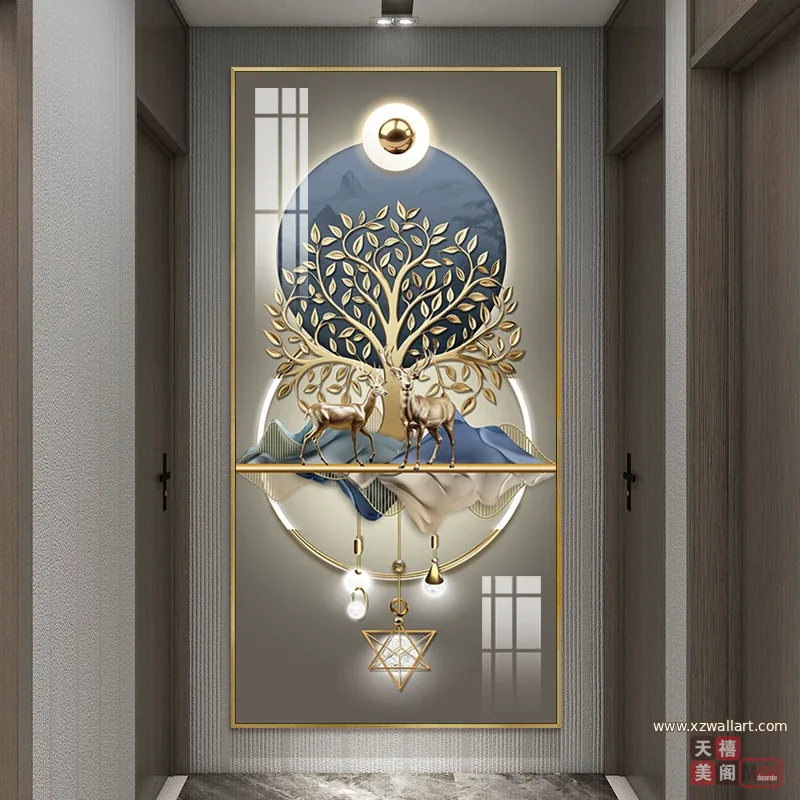 树 单幅 装饰画 轻奢风 玄关背景墙挂画 晶瓷画
