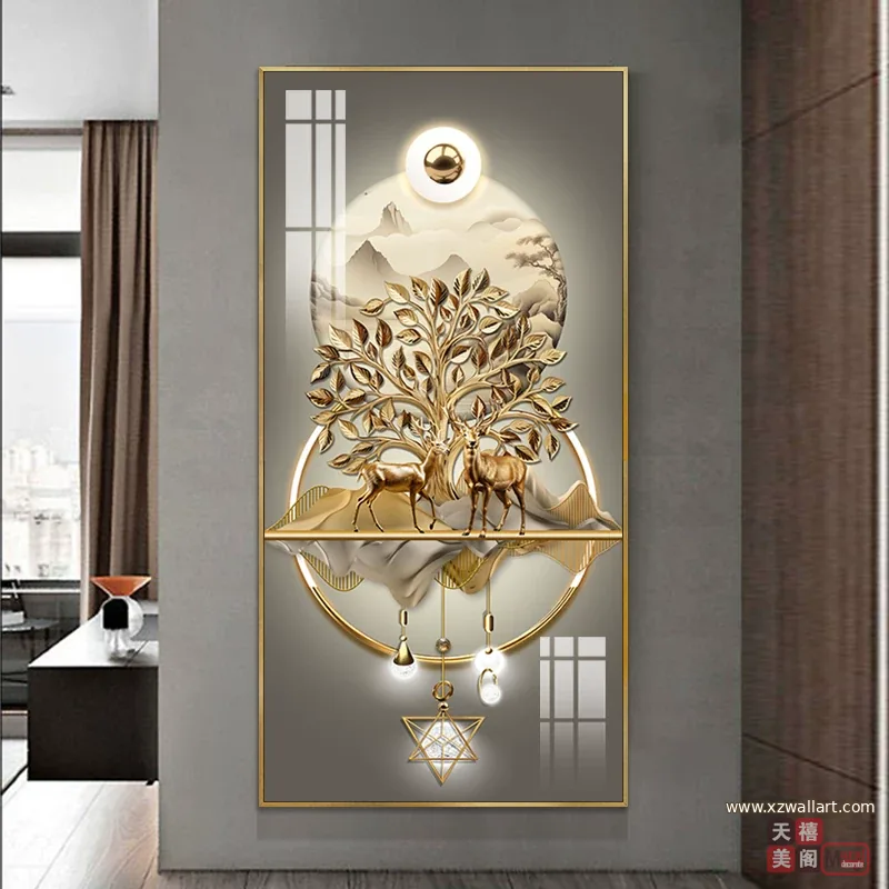树 单幅 装饰画 轻奢风 玄关背景墙挂画 晶瓷画