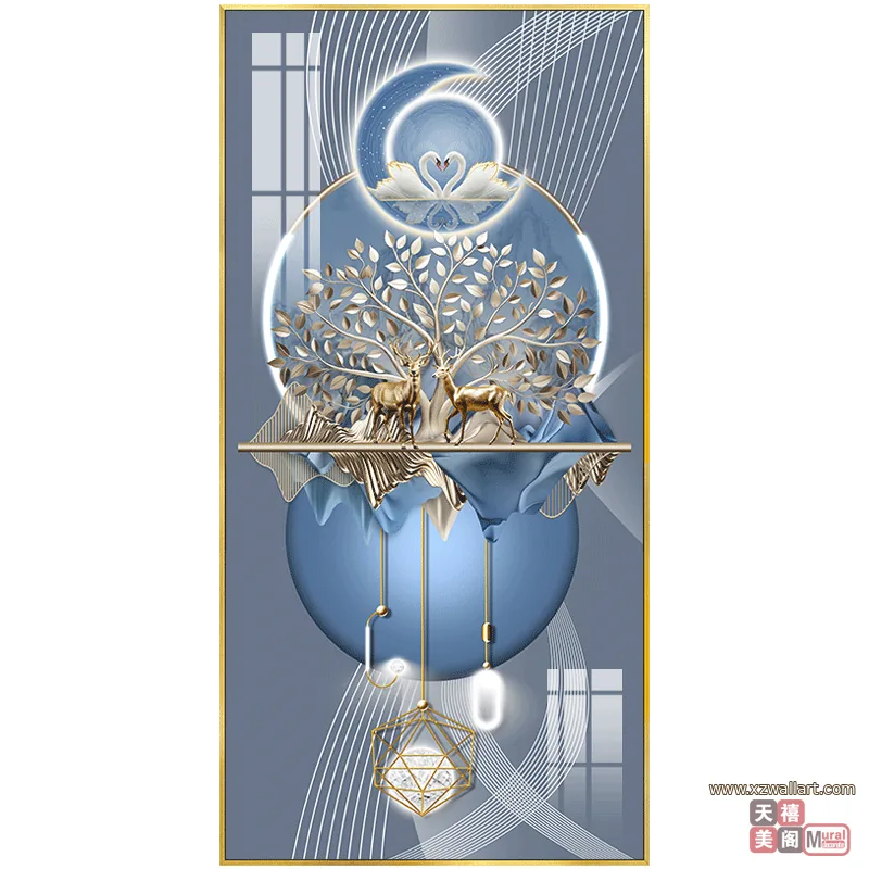 树 单幅 装饰画 轻奢风 玄关背景墙挂画 晶瓷画