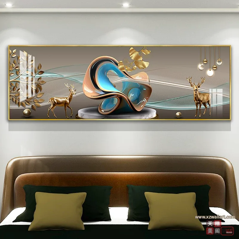 抽象 单幅 装饰画 轻奢风 卧室背景墙挂画 晶瓷画
