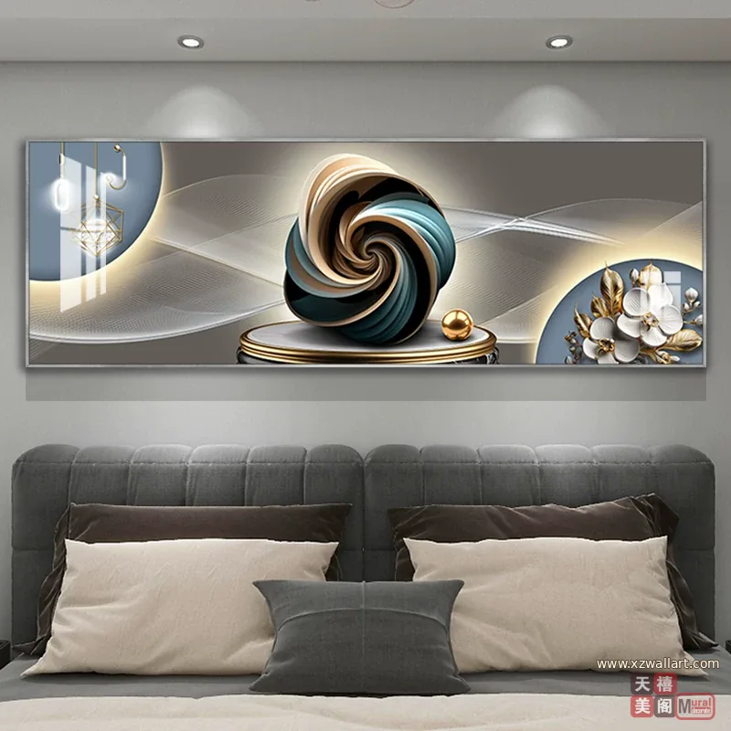 抽象 单幅 装饰画 轻奢风 卧室背景墙挂画 晶瓷画