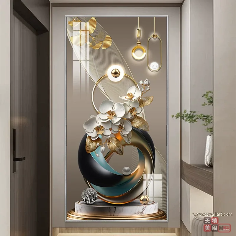 抽象 单幅 装饰画 轻奢风 玄关背景墙挂画 晶瓷画