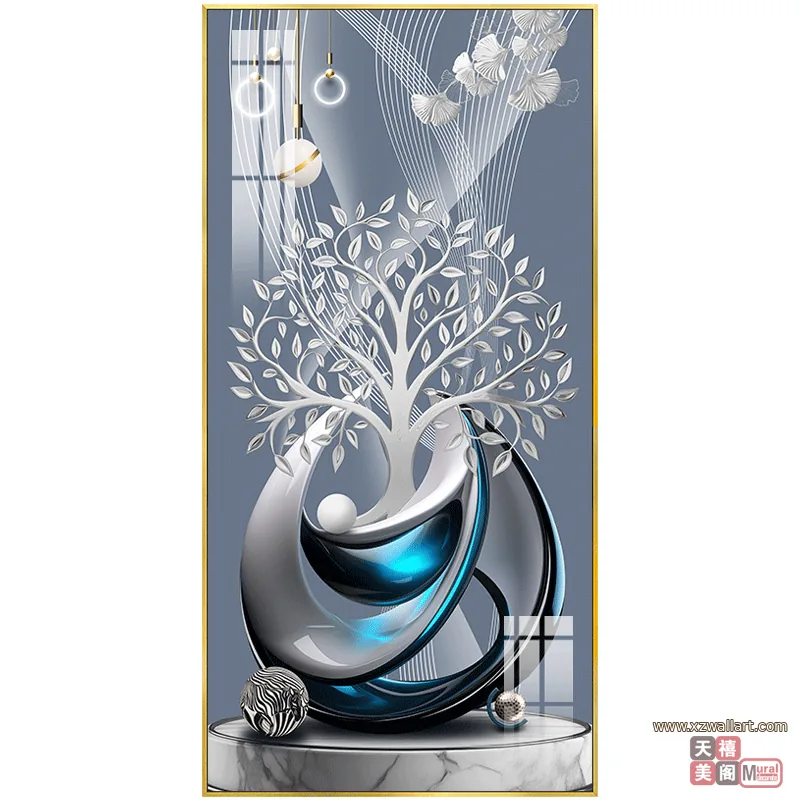 抽象 单幅 装饰画 轻奢风 玄关背景墙挂画 晶瓷画