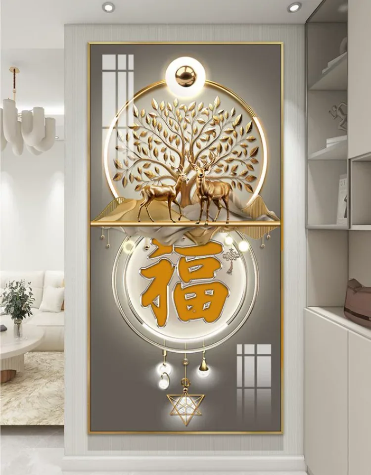 抽象 单幅 装饰画 轻奢风 玄关背景墙挂画 晶瓷画