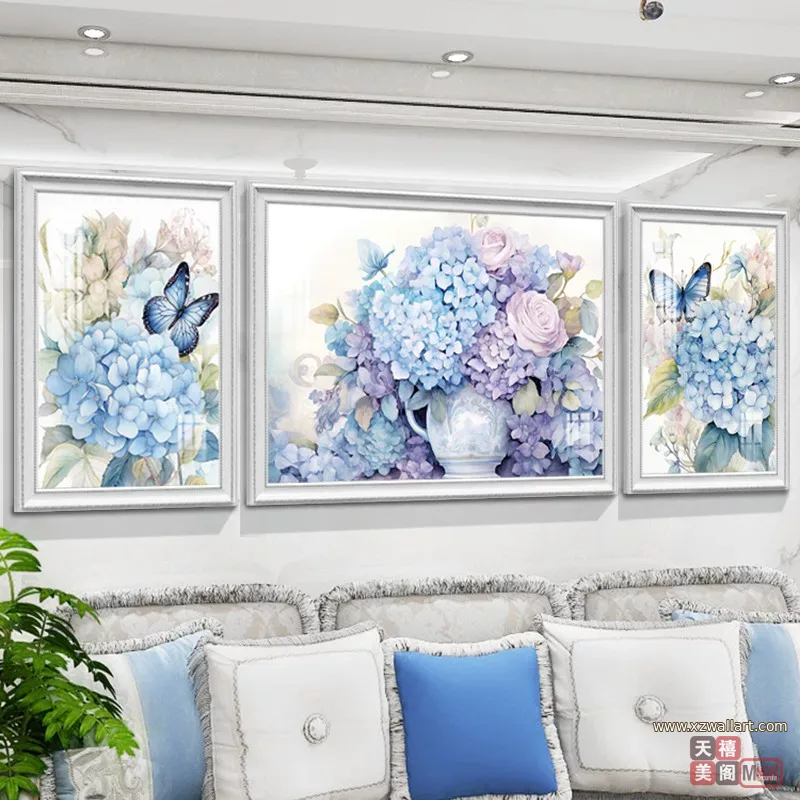 抽象 三联 装饰画 欧式 客厅背景墙挂画 晶瓷画