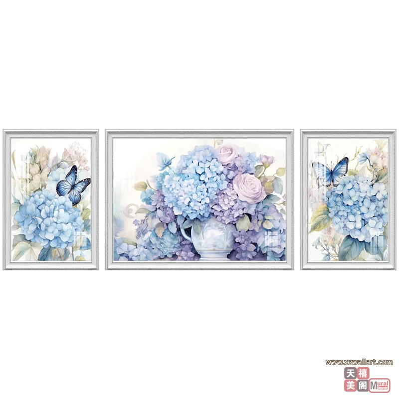 抽象 三联 装饰画 欧式 客厅背景墙挂画 晶瓷画