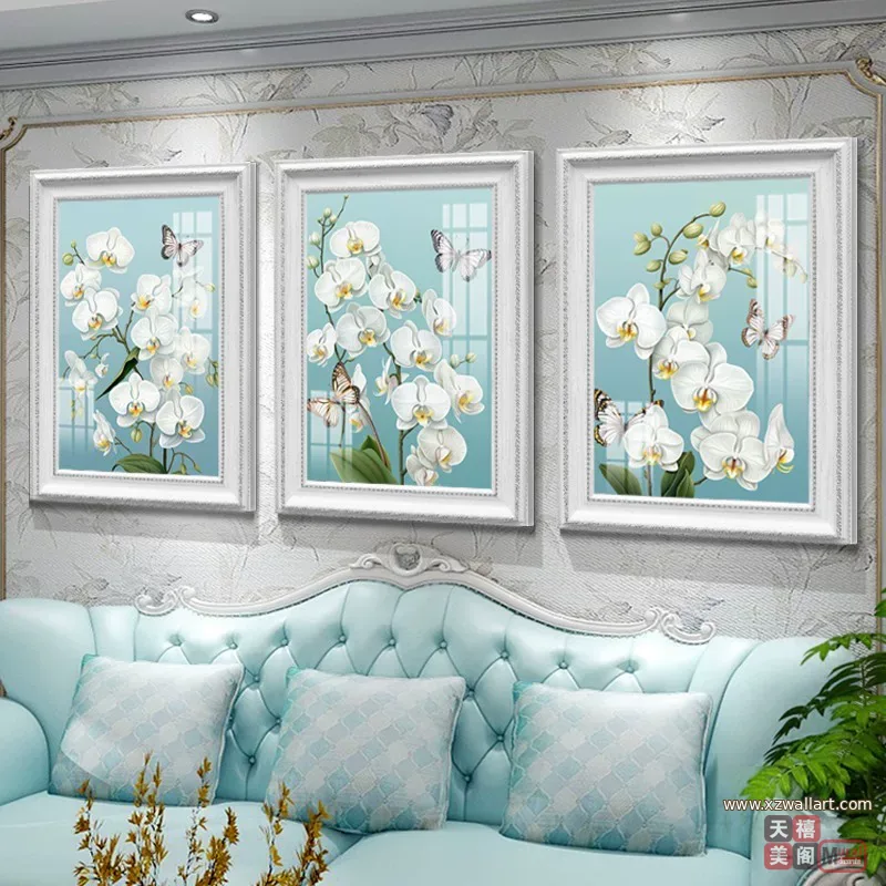 抽象 三联 装饰画 欧式 客厅背景墙挂画 晶瓷画