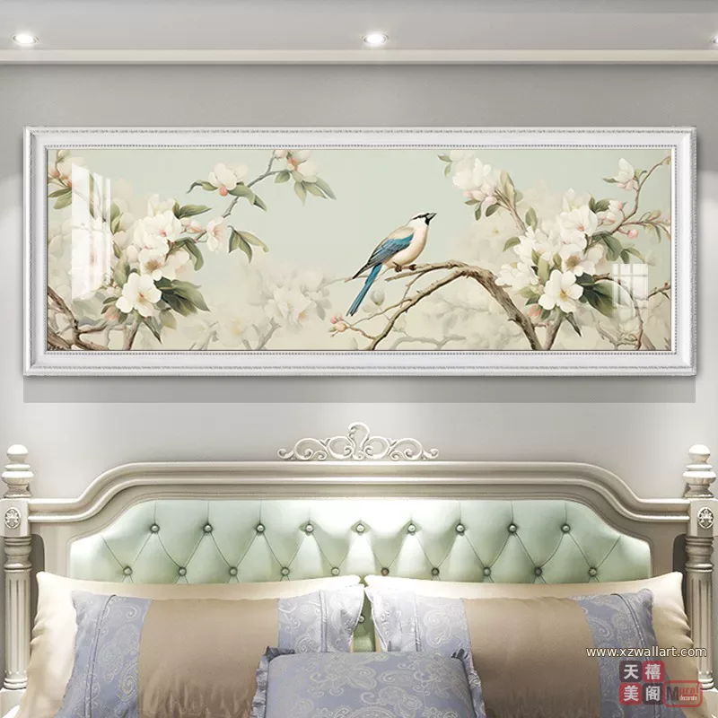 抽象 单幅 装饰画 美式 卧室背景墙挂画 晶瓷画