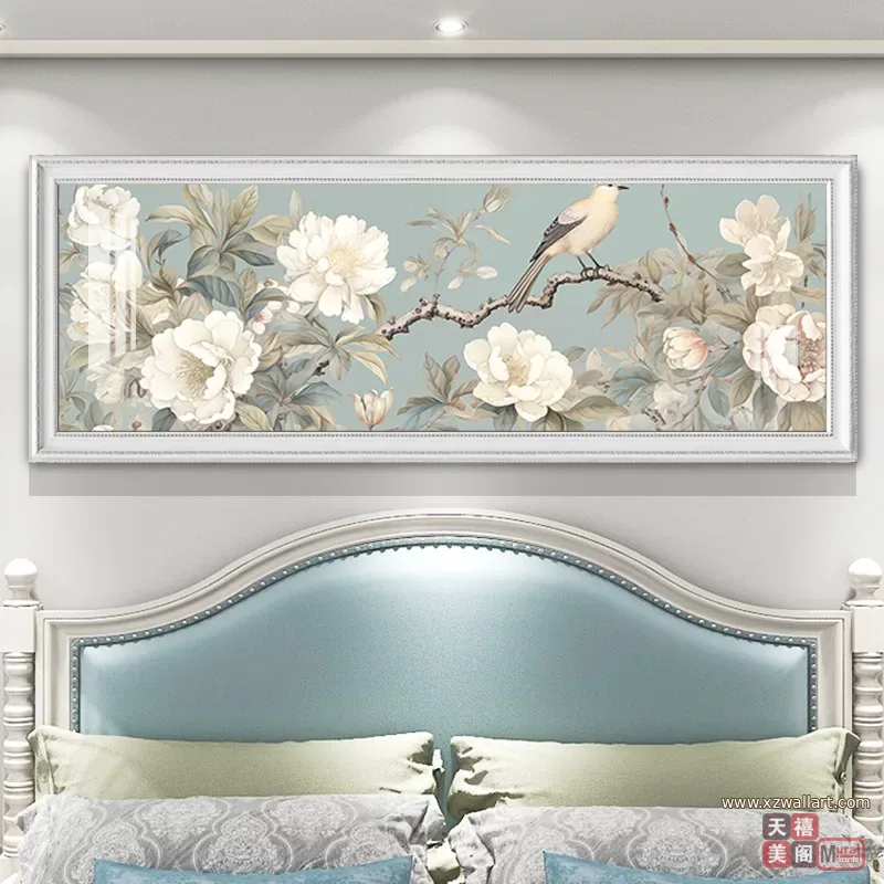抽象 单幅 装饰画 美式 卧室背景墙挂画 晶瓷画