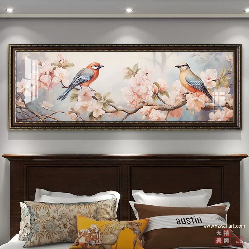 抽象 单幅 装饰画 美式 卧室背景墙挂画 晶瓷画