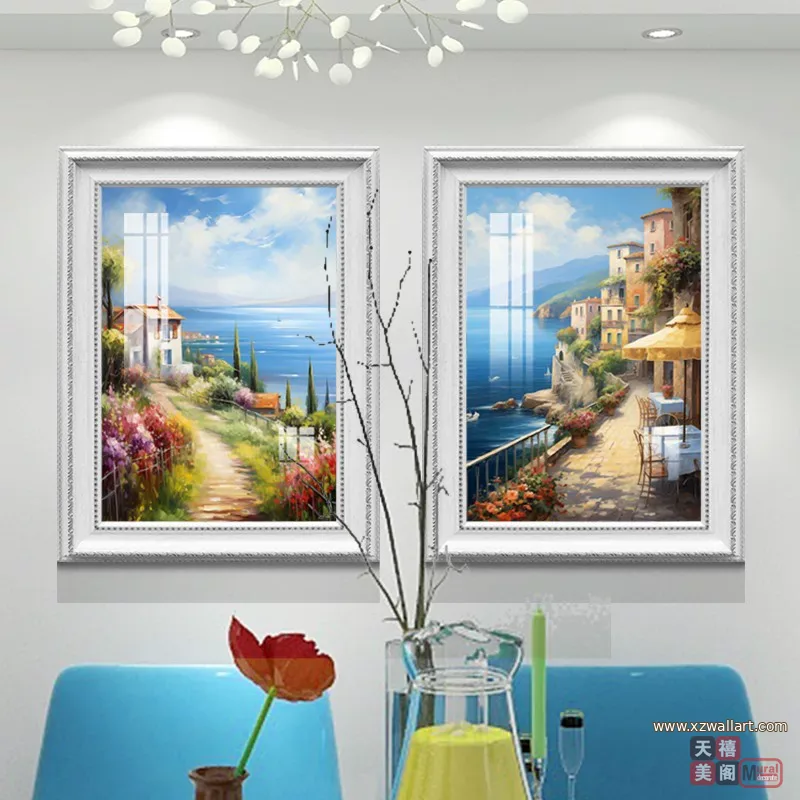 抽象 单幅 装饰画 美式 餐厅背景墙挂画 晶瓷画