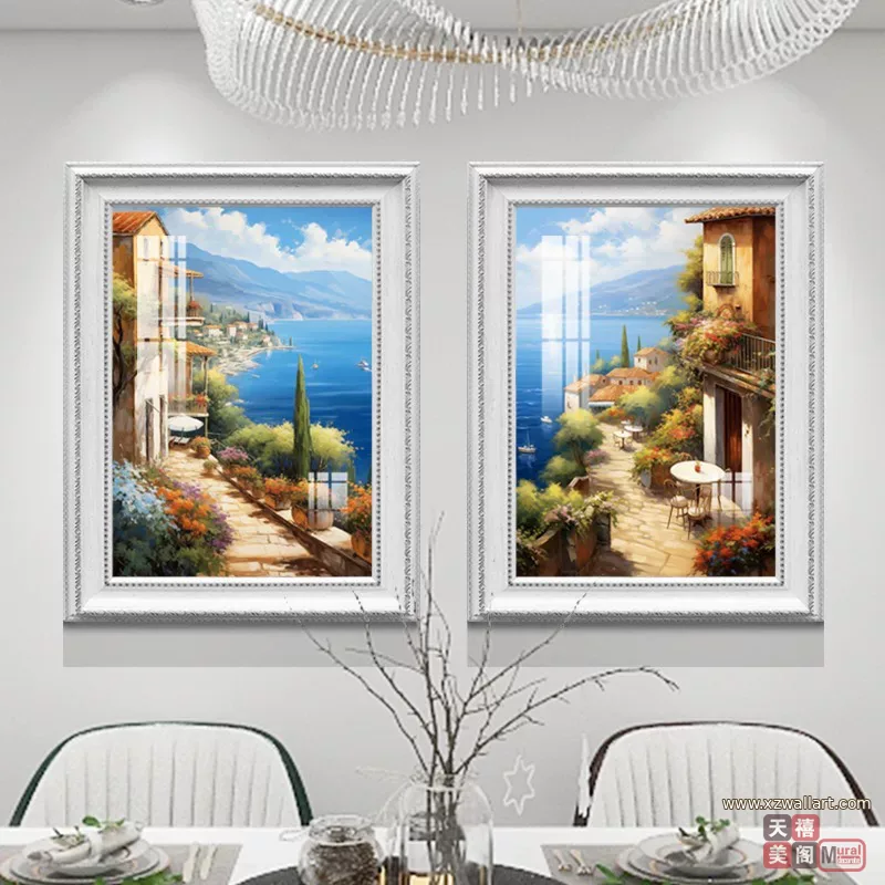 抽象 单幅 装饰画 美式 餐厅背景墙挂画 晶瓷画