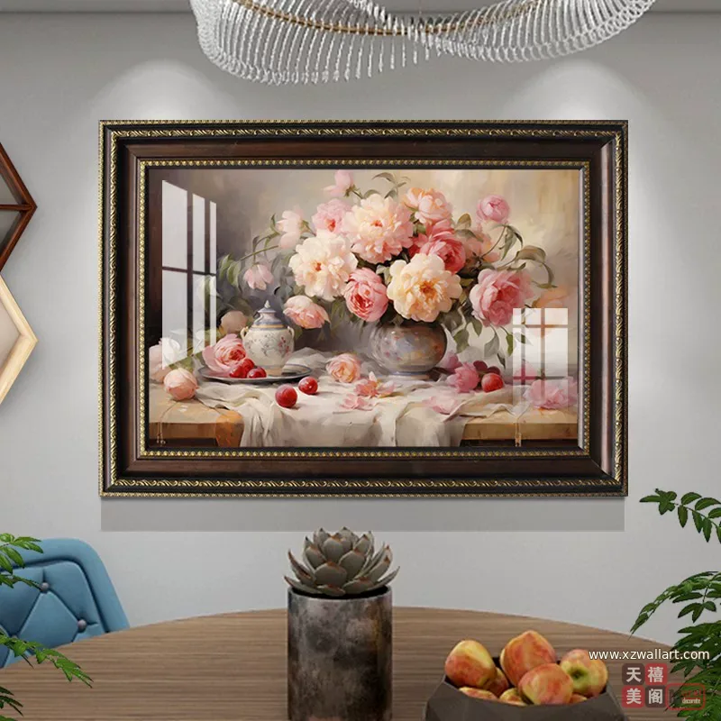 抽象 单幅 装饰画 美式 餐厅背景墙挂画 晶瓷画