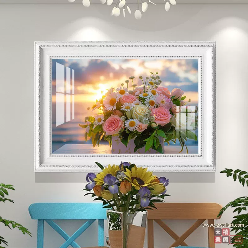 抽象 单幅 装饰画 欧式 餐厅背景墙挂画 晶瓷画