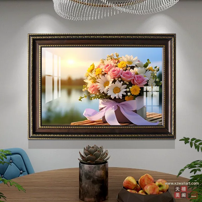 抽象 单幅 装饰画 欧式 餐厅背景墙挂画 晶瓷画