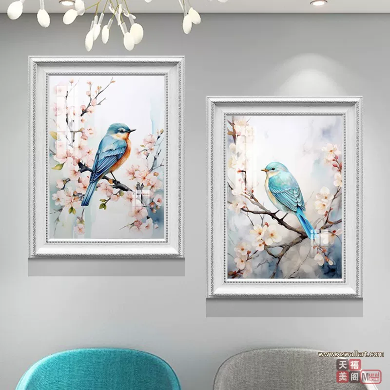 花 单幅 装饰画 美式 餐厅背景墙挂画 晶瓷画
