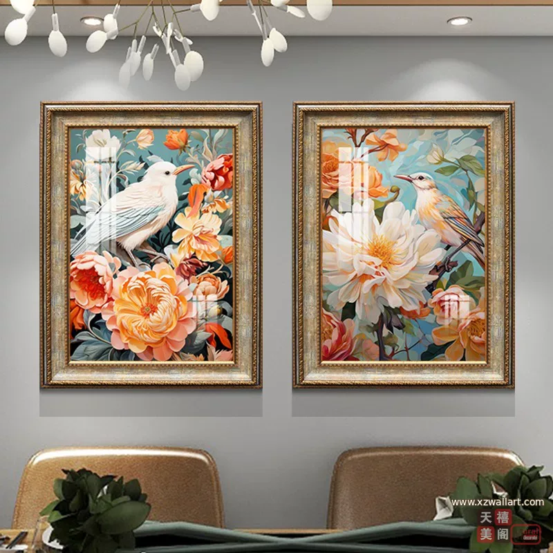 花 单幅 装饰画 欧式 餐厅背景墙挂画 晶瓷画