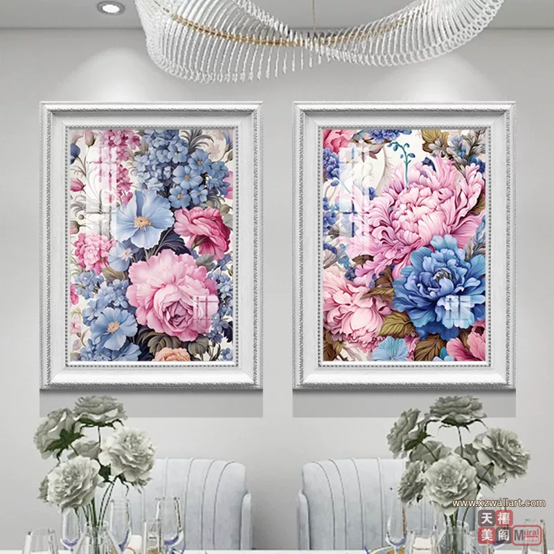 花 单幅 装饰画 欧式 餐厅背景墙挂画 晶瓷画