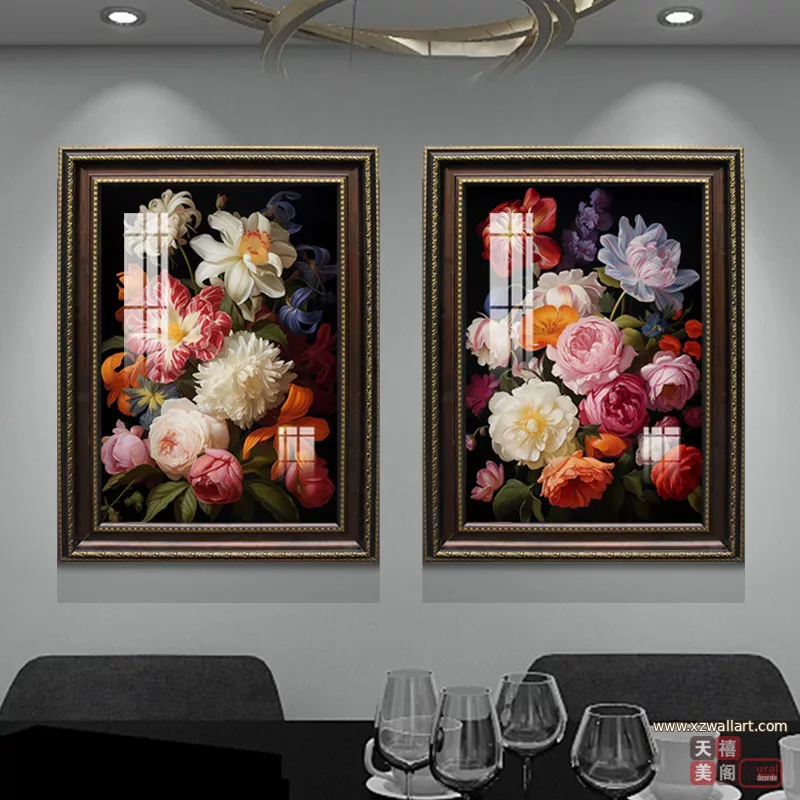 花 单幅 装饰画 欧式 餐厅背景墙挂画 晶瓷画