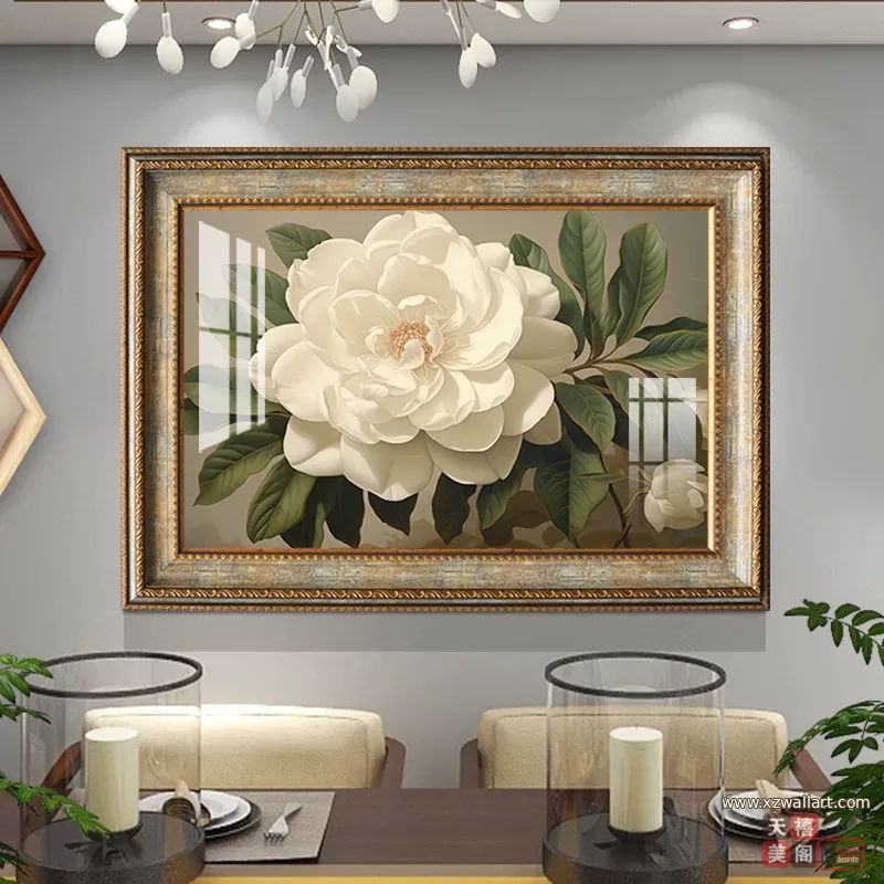 花 单幅 装饰画 轻奢风 餐厅背景墙挂画 晶瓷画
