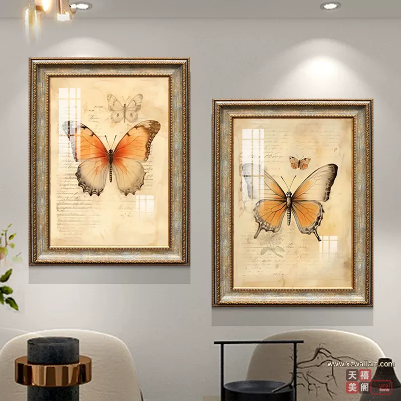 抽象 单幅 装饰画 美式 餐厅背景墙挂画 晶瓷画