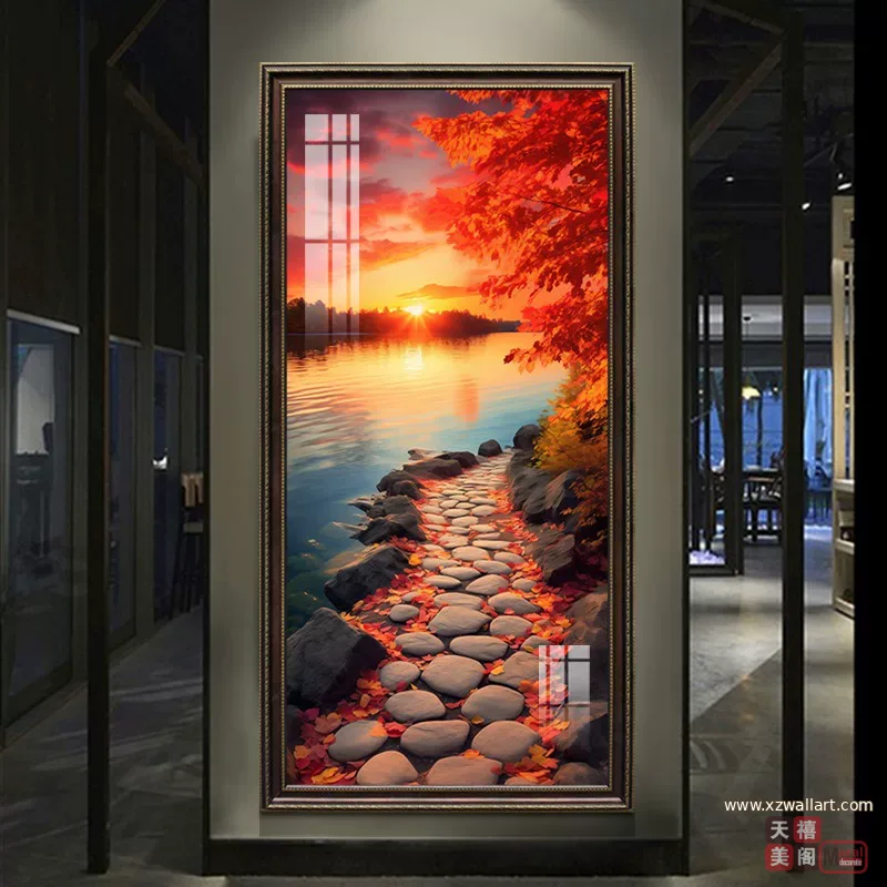 抽象 单幅 装饰画 美式 玄关背景墙挂画 晶瓷画