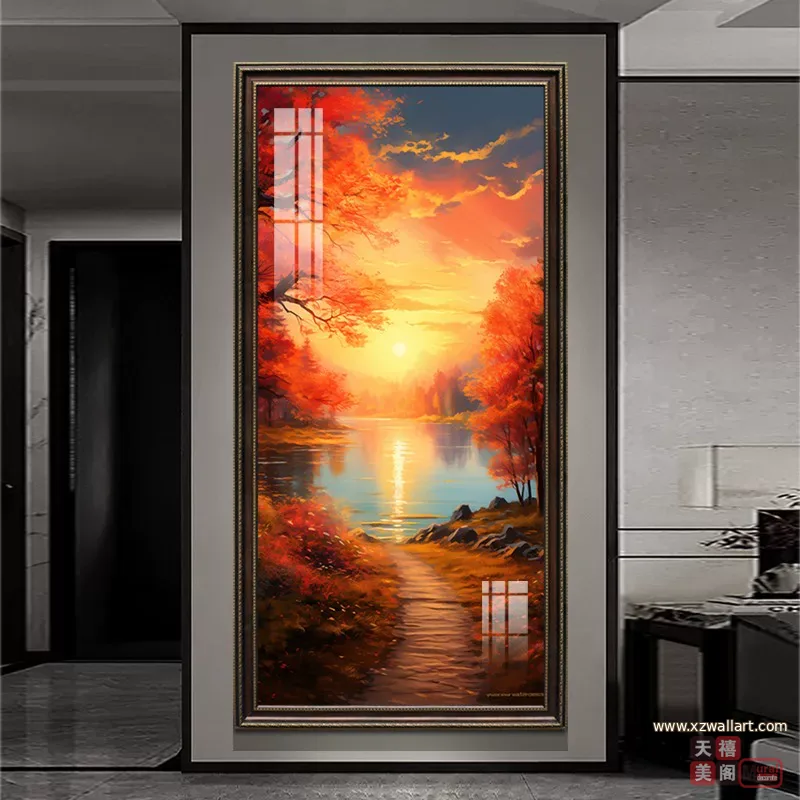 抽象 单幅 装饰画 美式 玄关背景墙挂画 晶瓷画