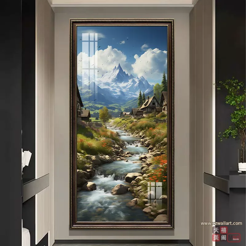 山水 单幅 装饰画 欧式 玄关背景墙挂画 晶瓷画