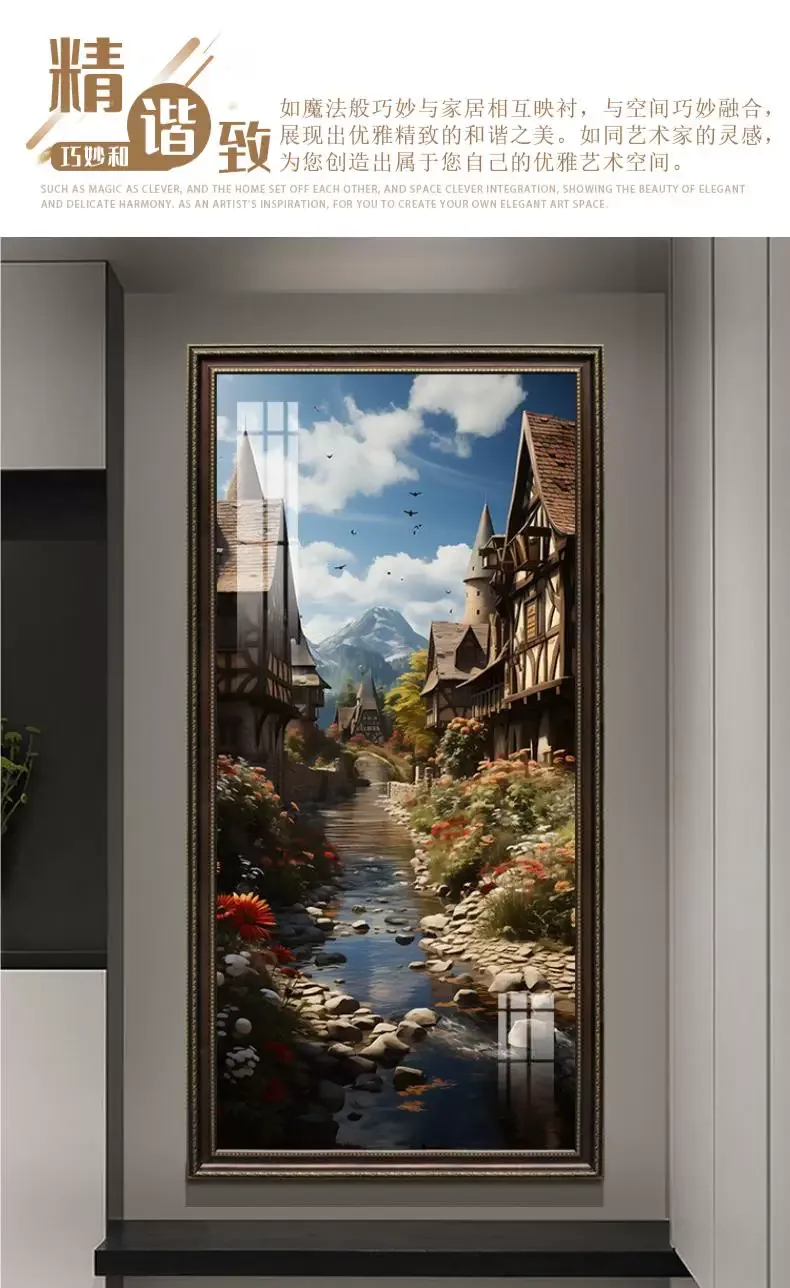 山水 单幅 装饰画 欧式 玄关背景墙挂画 晶瓷画
