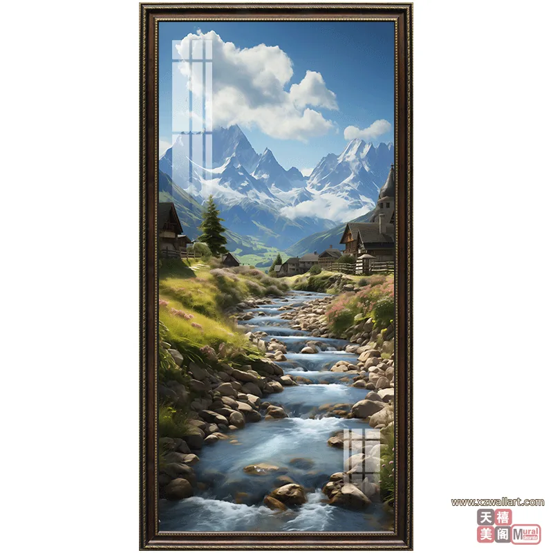 山水 单幅 装饰画 欧式 玄关背景墙挂画 晶瓷画