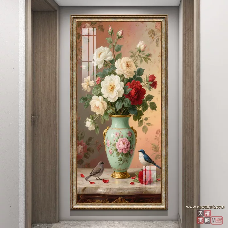 抽象 单幅 装饰画 美式 玄关背景墙挂画 晶瓷画