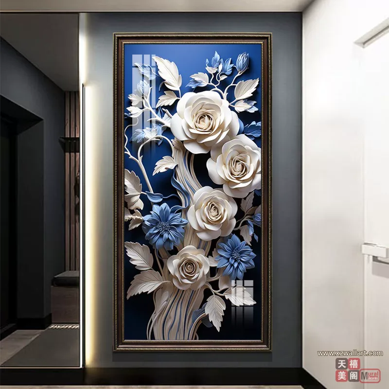 花 单幅 装饰画 奶油风 玄关背景墙挂画 晶瓷画