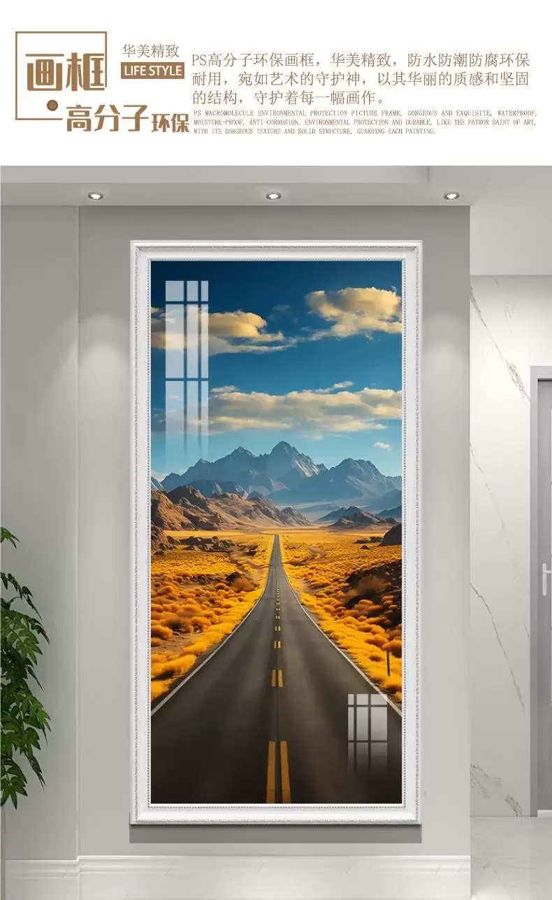 抽象 单幅 装饰画 轻奢风 玄关背景墙挂画 晶瓷画