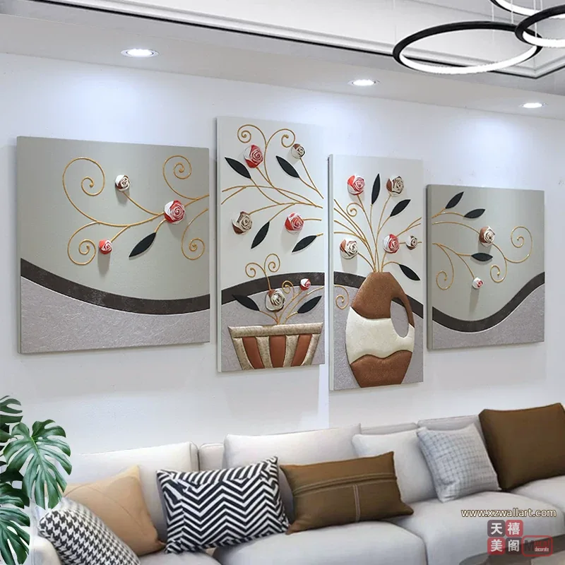 抽象 单幅 装饰画 奶油风 客厅背景墙挂画 晶瓷画