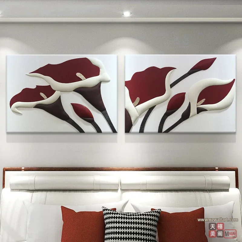 抽象 单幅 装饰画 轻奢风 卧室背景墙挂画 晶瓷画