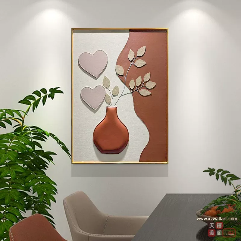抽象 单幅 装饰画 轻奢风 餐厅背景墙挂画 晶瓷画