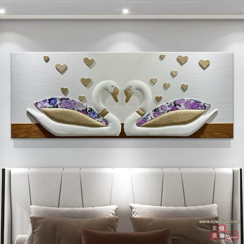 抽象 单幅 装饰画 轻奢风 卧室背景墙挂画 晶瓷画