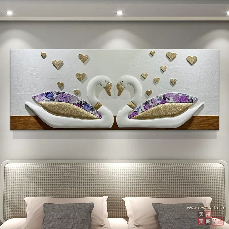 抽象 单幅 装饰画 轻奢风 卧室背景墙挂画 晶瓷画