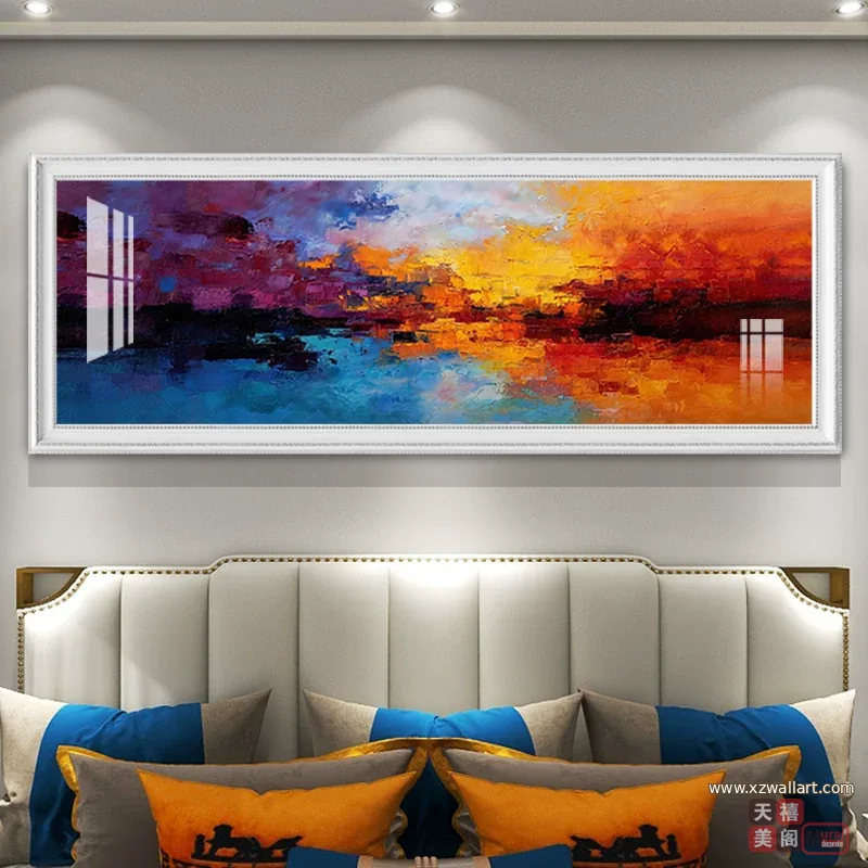 抽象 单幅 装饰画 美式 客厅背景墙挂画 晶瓷画
