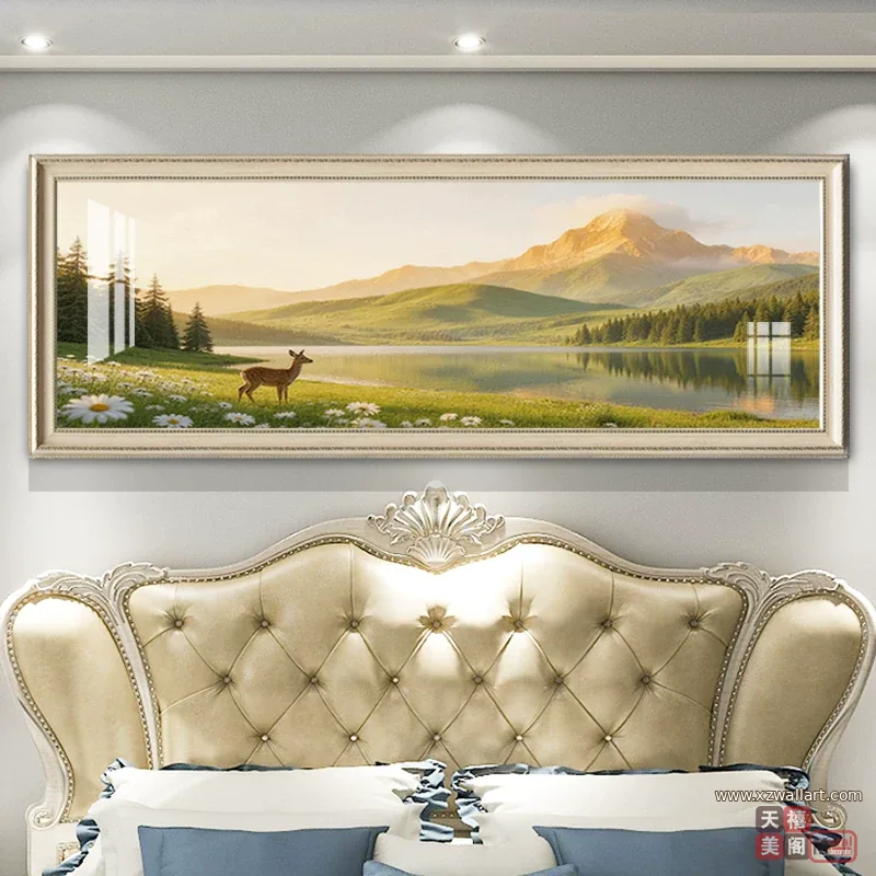 抽象 单幅 装饰画 轻奢风 卧室背景墙挂画 晶瓷画