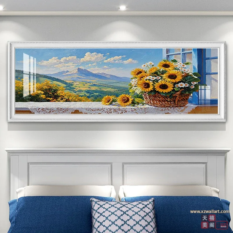 向日葵 单幅 装饰画 现代简约 卧室背景墙挂画 晶瓷画