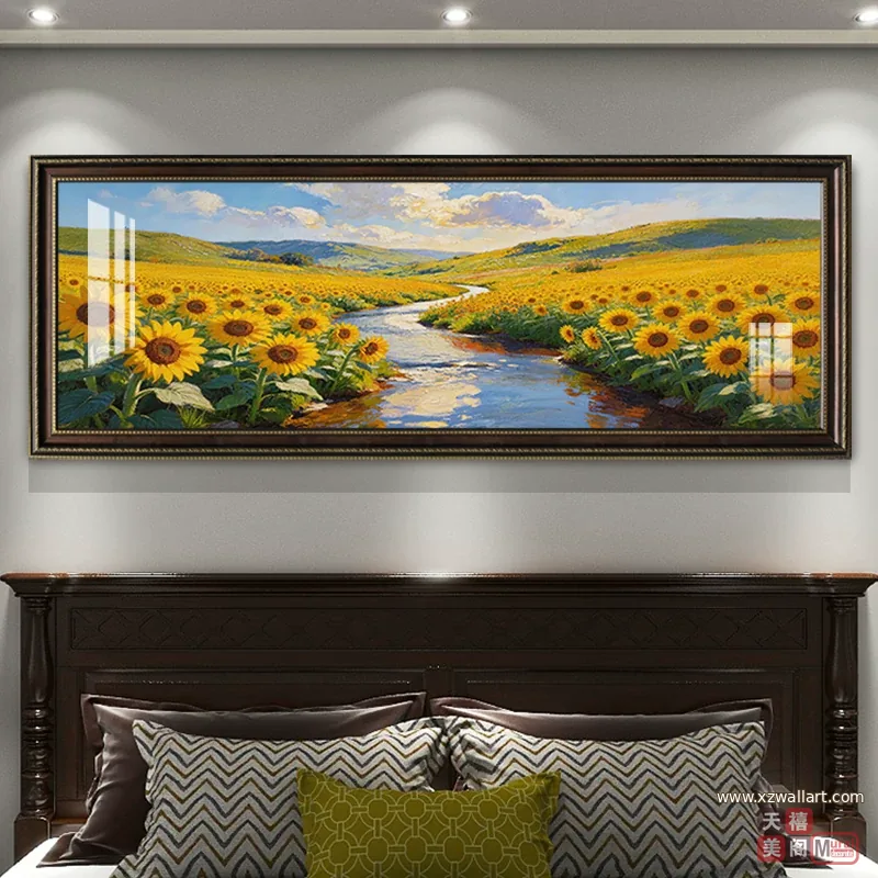向日葵 单幅 装饰画 现代简约 卧室背景墙挂画 晶瓷画